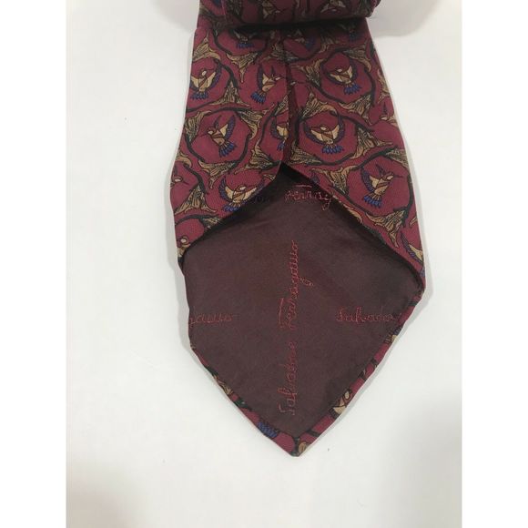 Salvatore Ferragamo Slate Red Silk Tie Italy - Picture 4 of 6
